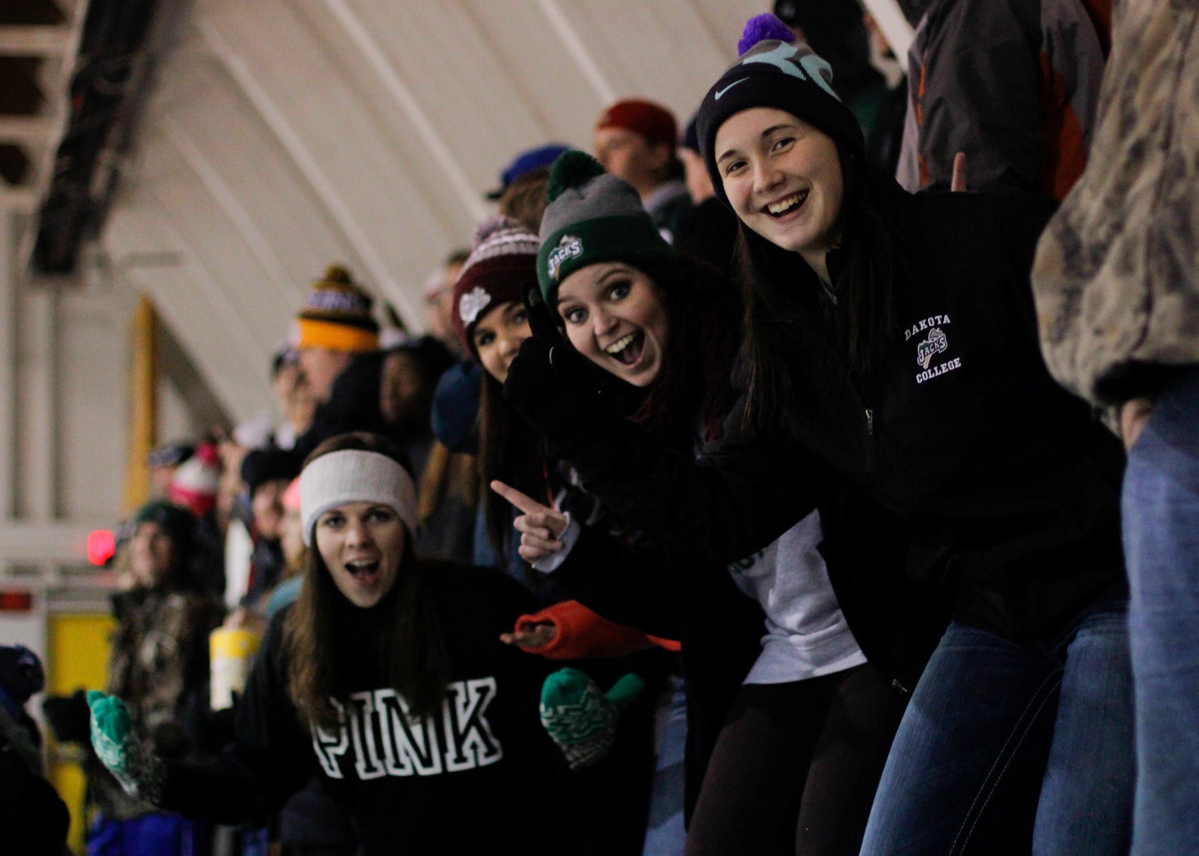 Hockey fans cheering on the Jacks...