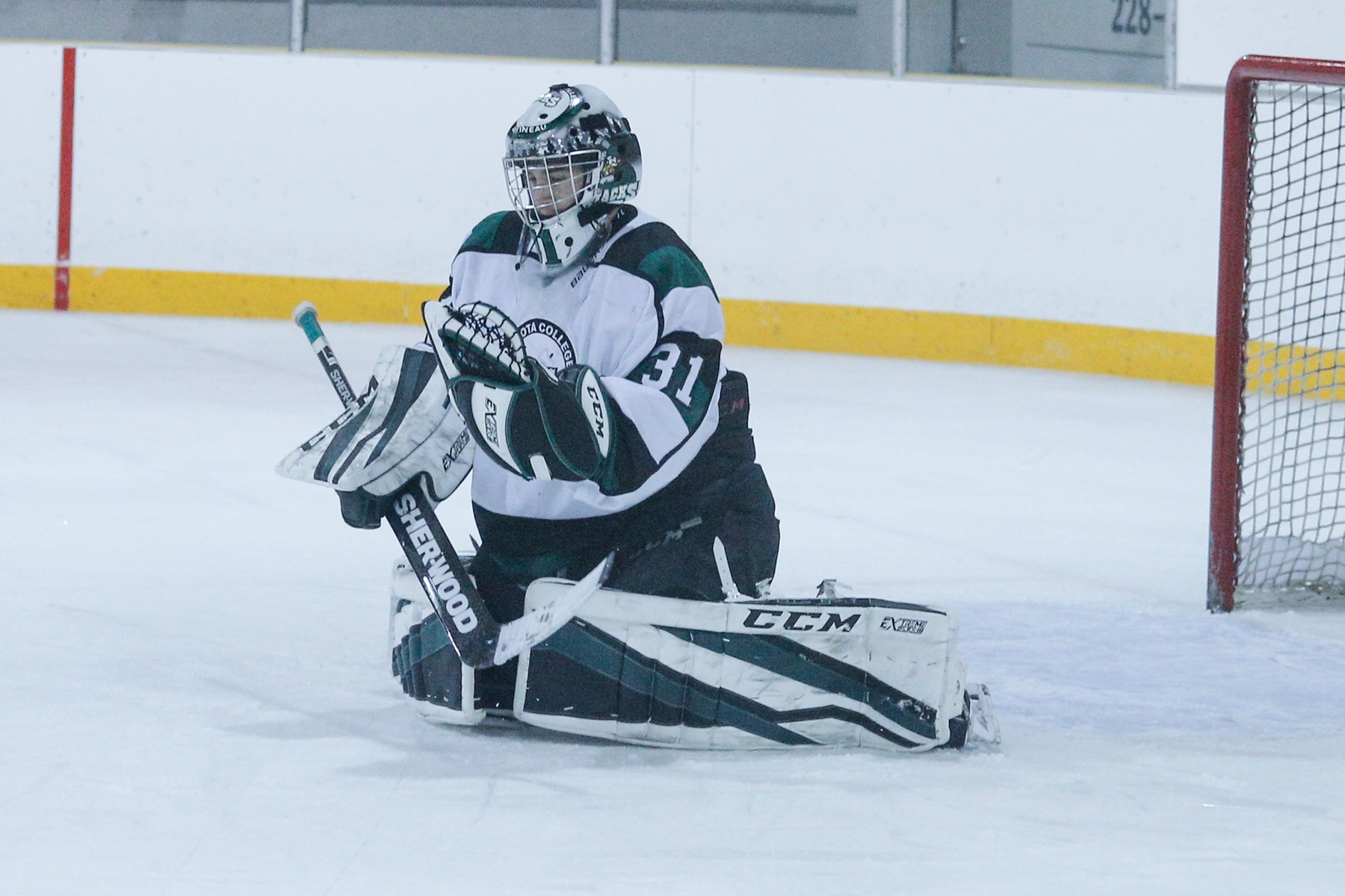 Starting goaltender Jay Pringle of Boissevain, MB.